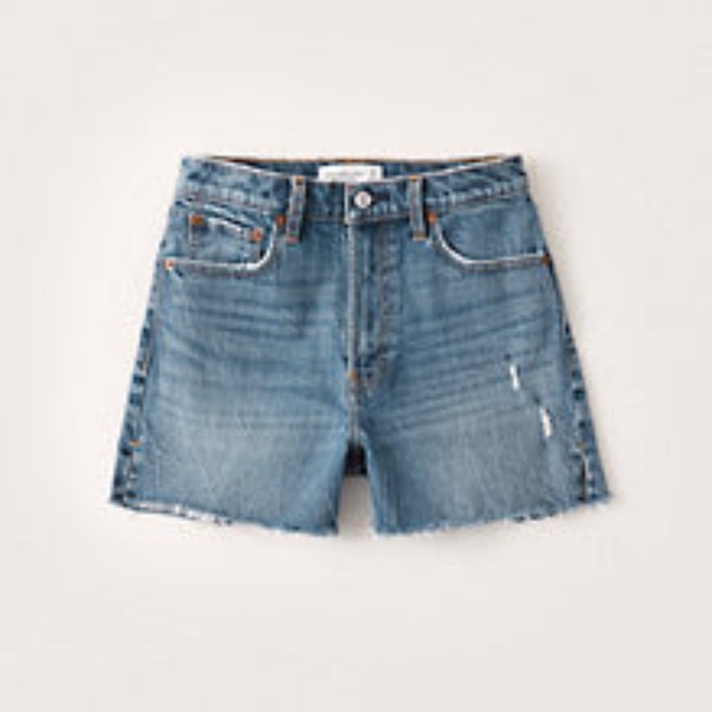Abercrombie Women's 4" Denim Mom Short - Medium Ripped Wash - 28